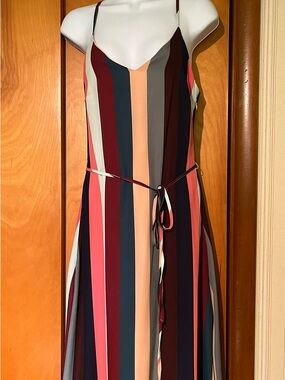 Striped Multi-Color Spaghetti Strap Maxi Dress